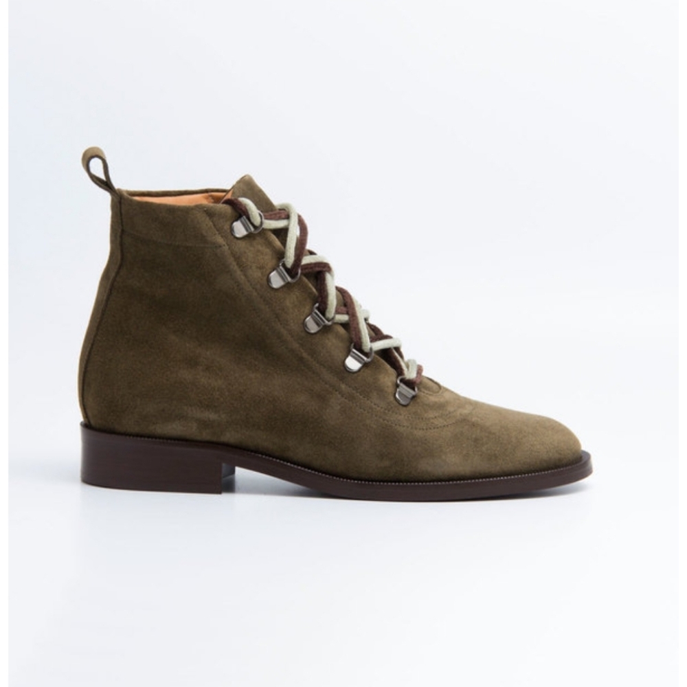Olive Suede Ankle Boots